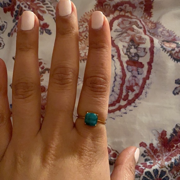 Raw Emerald in 14K Plated Ring - Picture 2 of 4